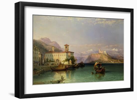 Arona and the Castle of Angera, Lake Maggiore, 1856-George Edwards Hering-Framed Giclee Print