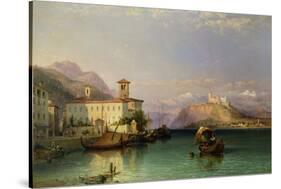 Arona and the Castle of Angera, Lake Maggiore, 1856-George Edwards Hering-Stretched Canvas