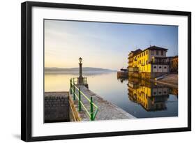 Arona's Picturesque Lake-Front Illuminated at Sunrise, Arona, Lake Maggiore, Piedmont, Italy-Doug Pearson-Framed Photographic Print
