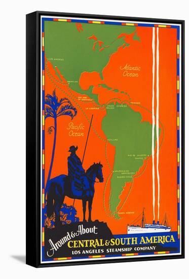 Around & about Central & South America Travel Poster-Found Image Press-Framed Stretched Canvas