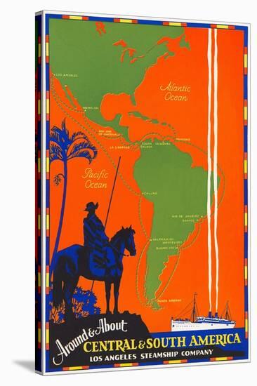 Around & about Central & South America Travel Poster-Found Image Press-Stretched Canvas