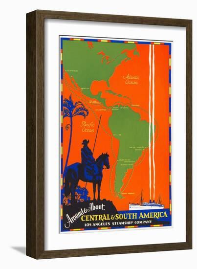 Around & about Central & South America Travel Poster-Found Image Press-Framed Giclee Print