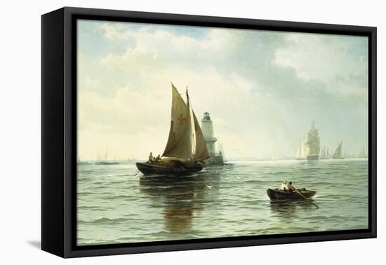 Around the Lighthouse-Edward Moran-Framed Stretched Canvas