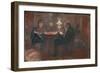 Around the Paraffin Lamp, 1883 (Oil on Board)-Edvard Munch-Framed Giclee Print