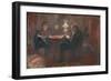 Around the Paraffin Lamp, 1883 (Oil on Board)-Edvard Munch-Framed Giclee Print