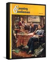 "Around the Table after Dinner," Country Gentleman Cover, March 1, 1947-Herman Geisen-Framed Stretched Canvas