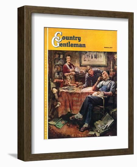 "Around the Table after Dinner," Country Gentleman Cover, March 1, 1947-Herman Geisen-Framed Giclee Print