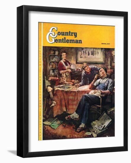 "Around the Table after Dinner," Country Gentleman Cover, March 1, 1947-Herman Geisen-Framed Giclee Print