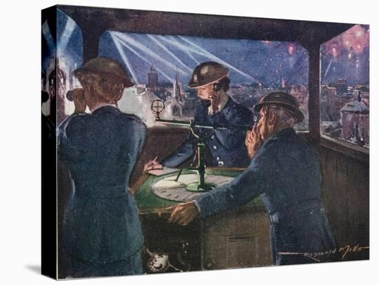 Arp Officers in an Observation Post During the Blitz Reporting on Fires Probably Caused by Bombs-null-Stretched Canvas