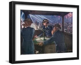 Arp Officers in an Observation Post During the Blitz Reporting on Fires Probably Caused by Bombs-null-Framed Giclee Print