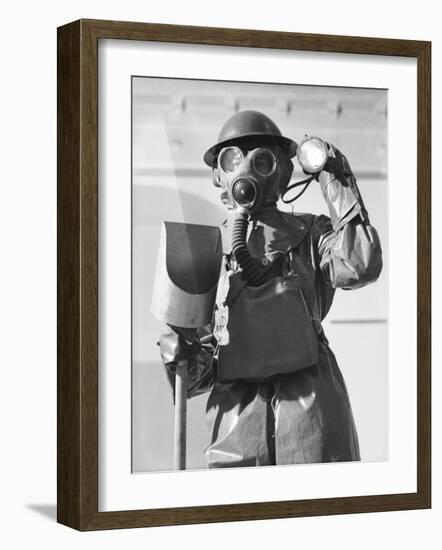 Arps in Gas Masks During World War Ii During Decontamination Exercise-Robert Hunt-Framed Photographic Print