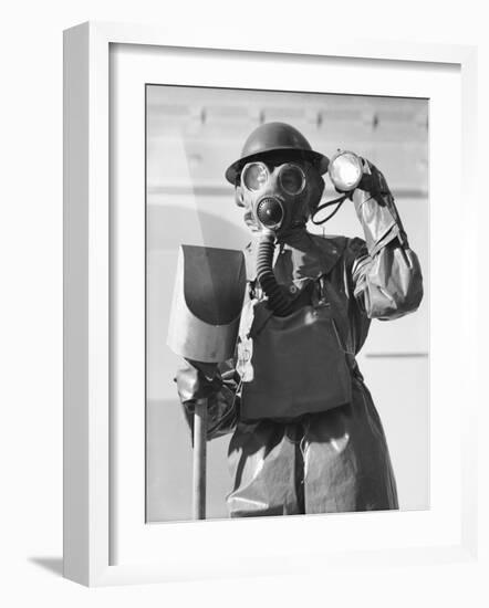 Arps in Gas Masks During World War Ii During Decontamination Exercise-Robert Hunt-Framed Photographic Print