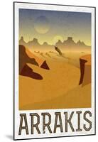 Arrakis Retro Travel-null-Mounted Poster