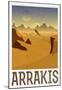 Arrakis Retro Travel-null-Mounted Poster