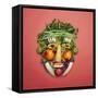 Arranged Vegetables Creating a Face-DLILLC-Framed Stretched Canvas