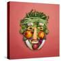 Arranged Vegetables Creating a Face-DLILLC-Stretched Canvas