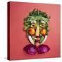 Arranged Vegetables Creating a Face-DLILLC-Stretched Canvas