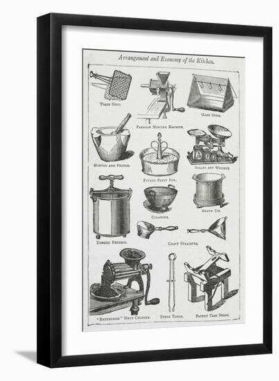 Arrangement and Economy Of the Kitchen. Various Cooking Utensils-Isabella Beeton-Framed Giclee Print