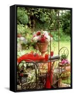 Arrangement of Dahlias in a Terracotta Goblet-Roland Krieg-Framed Stretched Canvas