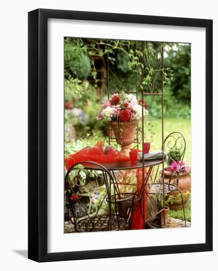 Arrangement of Dahlias in a Terracotta Goblet-Roland Krieg-Framed Photographic Print