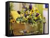 Arrangement of Delphiniums, Sunflowers and Coreopsis-Friedrich Strauss-Framed Stretched Canvas