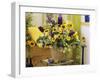 Arrangement of Delphiniums, Sunflowers and Coreopsis-Friedrich Strauss-Framed Photographic Print