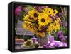 Arrangement of Sunflowers with Michaelmas Daisies-Friedrich Strauss-Framed Stretched Canvas