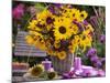 Arrangement of Sunflowers with Michaelmas Daisies-Friedrich Strauss-Mounted Photographic Print