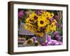 Arrangement of Sunflowers with Michaelmas Daisies-Friedrich Strauss-Framed Photographic Print