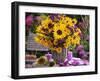 Arrangement of Sunflowers with Michaelmas Daisies-Friedrich Strauss-Framed Photographic Print