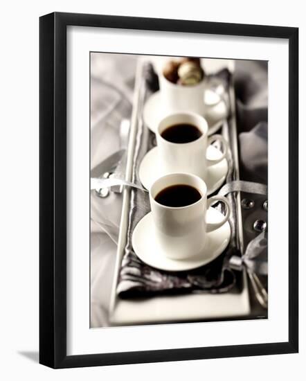 Arrangement of Two Cups of Coffee and Chocolates-Joff Lee-Framed Photographic Print