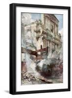Arras Cathedral on Fire, France, July 1915-Francois Flameng-Framed Giclee Print