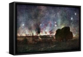 Arras on Fire at At Night, France, July 1915-Francois Flameng-Framed Stretched Canvas