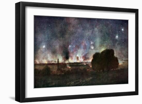 Arras on Fire at At Night, France, July 1915-Francois Flameng-Framed Giclee Print