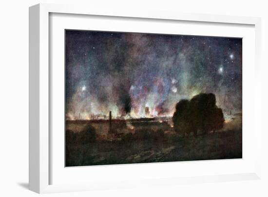 Arras on Fire at At Night, France, July 1915-Francois Flameng-Framed Giclee Print