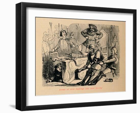 'Arrest of Lord Hastings and Lord Stanley',-John Leech-Framed Giclee Print