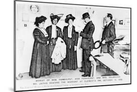 Arrest of Mrs Pankhurst, Pankhurst and Mrs Drummond. Mr.Jarvis Reading the Warrant at Clements Inn-null-Mounted Giclee Print