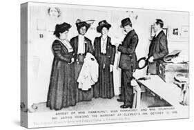 Arrest of Mrs Pankhurst, Pankhurst and Mrs Drummond. Mr.Jarvis Reading the Warrant at Clements Inn-null-Stretched Canvas