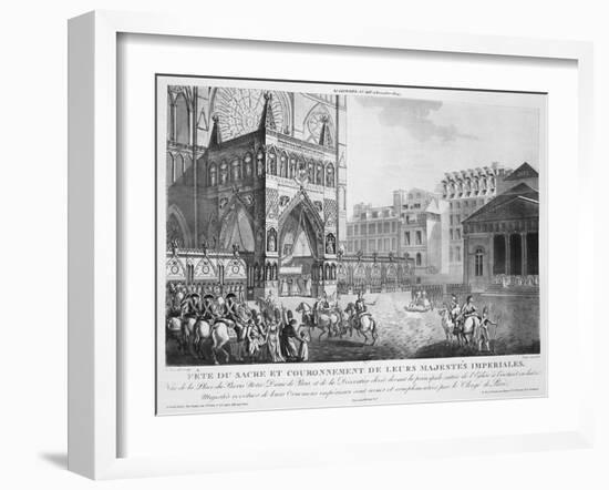 Arrival at Notre Dame, 2nd December, 1804, 19th Century-null-Framed Giclee Print