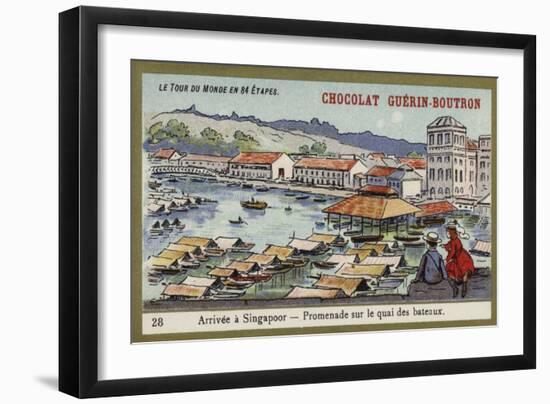 Arrival at Singapore - a Walk Along the Quay-null-Framed Giclee Print