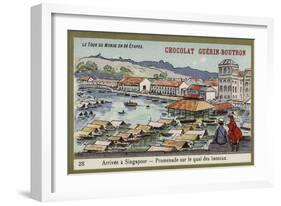 Arrival at Singapore - a Walk Along the Quay-null-Framed Giclee Print