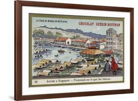 Arrival at Singapore - a Walk Along the Quay-null-Framed Giclee Print