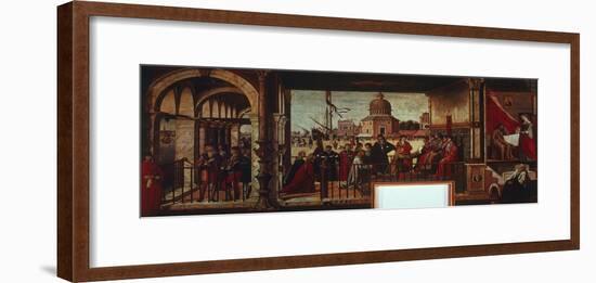 Arrival of English Ambassadors at Court of Brittany by Vittore Carpaccio-null-Framed Giclee Print