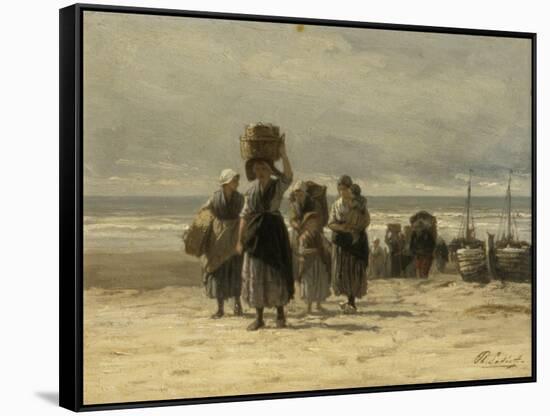 Arrival of Fishing Smacks, C.1875-Philip Lodewijk Jacob Frederick Sadee-Framed Stretched Canvas