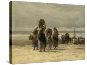 Arrival of Fishing Smacks, C.1875-Philip Lodewijk Jacob Frederick Sadee-Stretched Canvas