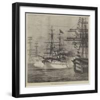 Arrival of HMS Serapis in Bombay Harbour-null-Framed Giclee Print