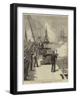 Arrival of HMS Serapis with the Prince of Wales at Gibraltar, HMS Swiftsure Firing a Salute-null-Framed Giclee Print