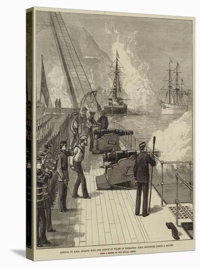 Arrival of HMS Serapis with the Prince of Wales at Gibraltar, HMS Swiftsure Firing a Salute-null-Stretched Canvas