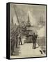 Arrival of HMS Serapis with the Prince of Wales at Gibraltar, HMS Swiftsure Firing a Salute-null-Framed Stretched Canvas