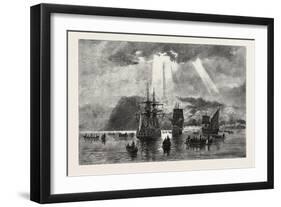 Arrival of Jacques Cartier at Stadacona, Canada, Nineteenth Century-null-Framed Giclee Print